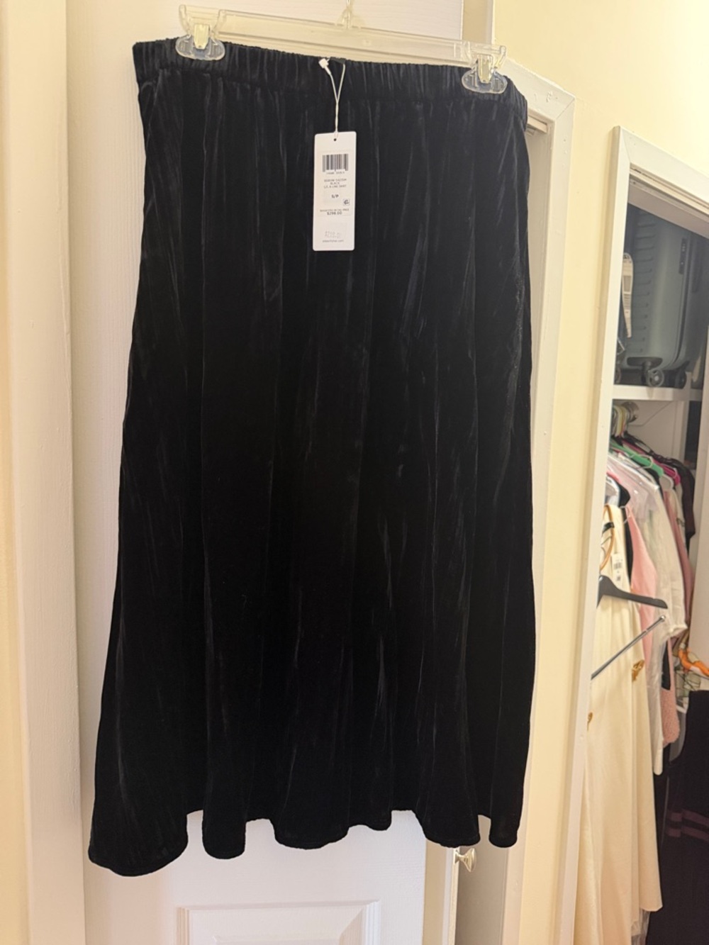 Eileen Fisher Black Velvet Midi Skirt